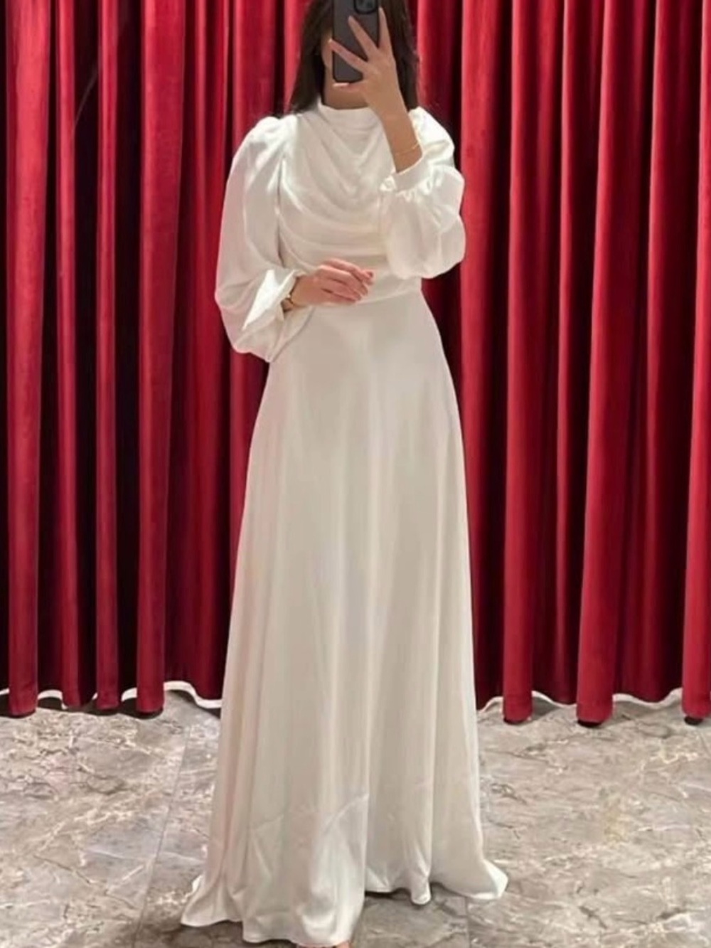 Elegant White Long Sleeve Dress